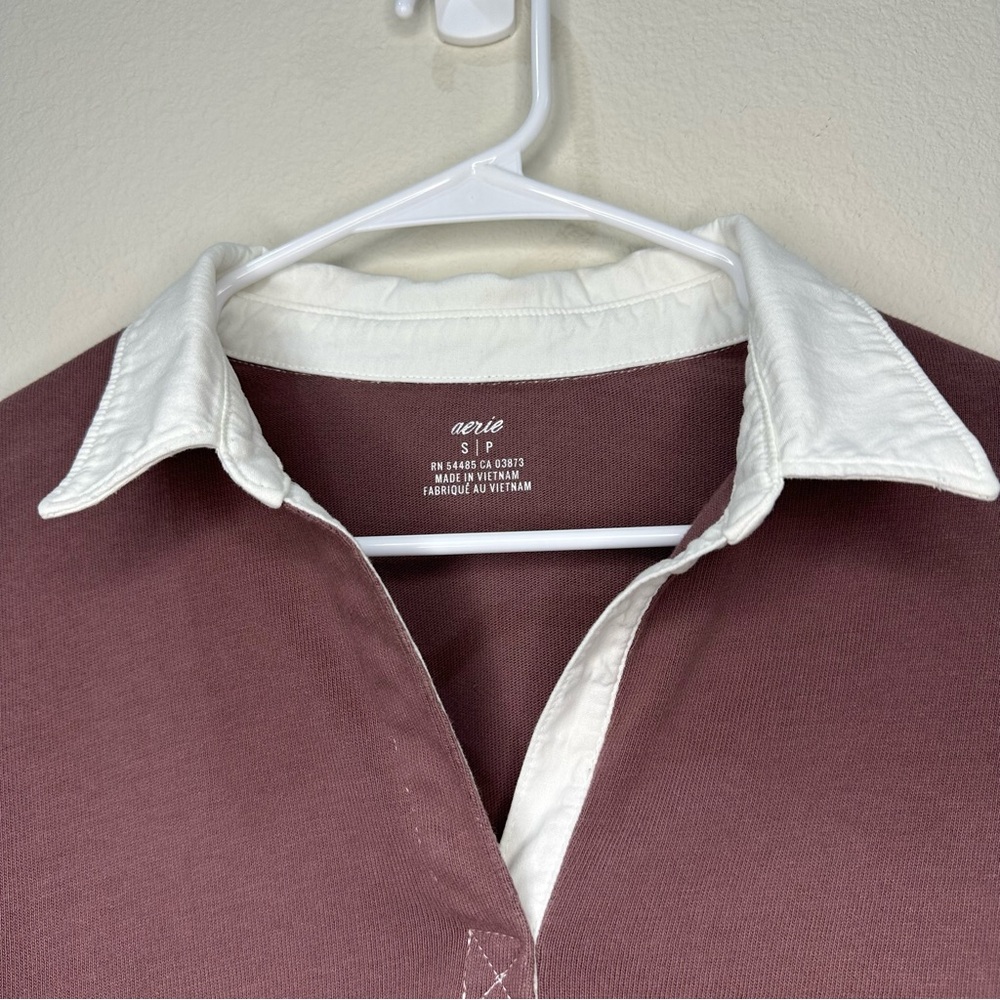 Aerie Long Sleeve Cropped Polo Rugby Shirt - Picture 3 of 9